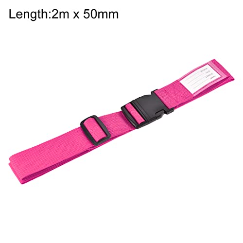 Image of uxcell Luggage Straps Suitcase Belts with Buckle Label, 2x78 2Mx5cm Adjustable PP Travel Bag Packing Accessories, Rose Red 4Pcs