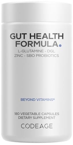 Codeage Gut Health Supplements Vegan Formula - L Glutamine, Zinc,