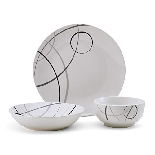 Studio Nova Porcelain 18-Piece Dinnerware Set, Service For 6, Circles #TOP1