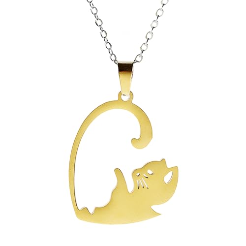 Collier chat noir en argent 925 massif, bijou cœur de prestige