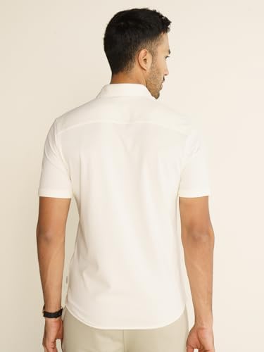 Image of DaMENSCH Men's Constant All-Degree Half Sleeve Regular fit Shirt, Pique Textured, Thermoregulating Cotton Blend, Recycled Fabric Shirts Stylish