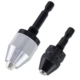 FarBoat 2 Pcs Keyless Drill Chuck Bit, 1/4 Inch Hex Shank Drill Bit Adapter Converter, Aluminum Quick Change Shank Drills Converter（0.3-3.6mm/0.3-6.5mm）