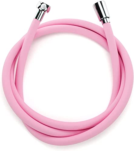 HIJINSHAO Tuyau de douche en silicone, 180 cm, rose, extra long, lisse, anti-torsion, rotation à 360°, insert en laiton, tuyau de pommeau de douche à main