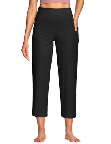 Image of ISEEGZ 15 inch / 18 inch / 21 inch / 25 inch Capri Pants for Women High Waist with Pockets Women's Capris Workout Yoga Pants Loose Straight Leg