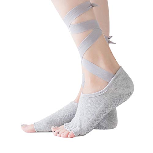 Yoga Socks Premium Grippy Non Slip Sticky Grip Accessories for Women Men Pilates Barre Ballet Dance Home for Balance Stability Massage Sport Lace-up Yoga Sock