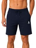 NavyBlue Yacht Pantaloncini Uomo in Cotone French Terry - Bermuda Estivo in Felpina di Cotone Leggero – Pantaloncino Corto con Tasche - Taglie Oversize - (IT, Testo, 3XL, Plus, Regular, Blu)