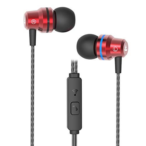boAt Bassheads 106 Wired Earphones with HD Sound, 10 mm Dynamic Drivers, Tangle Free Cable (1.2m), Integrated Controls and in-Built mic (Red)