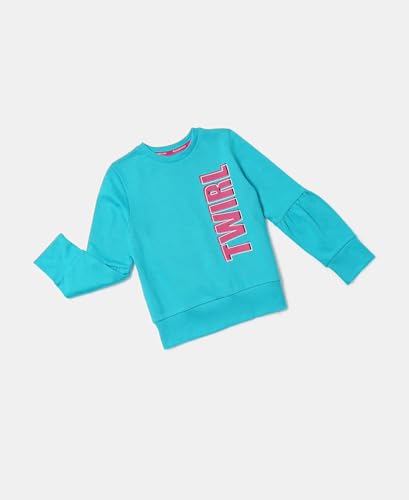 Image of Jockey AG13 Girl's Super Combed Cotton French Terry Graphic Printed Sweatshirt with Ribbed Cuff