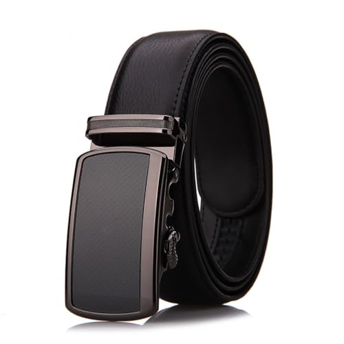 Business Men's Belt Automatic Buckle Men's Belt Genuine Leather Belt(110cm)