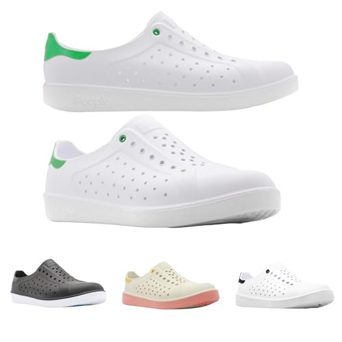 People Footwear Slip-On EVA Water Shoes for Men and Women, Lightweight Comfortable Unisex Design, Durable Non-Slip, Waterproof for Outdoor Activities (Ace - Yeti White/Kelly Green)