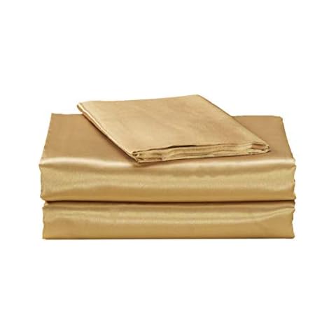 EliteHomeProducts EHP Super Soft and Silky Satin Sheet Set (Solid/Deep Pocket) (King, Gold) Cover