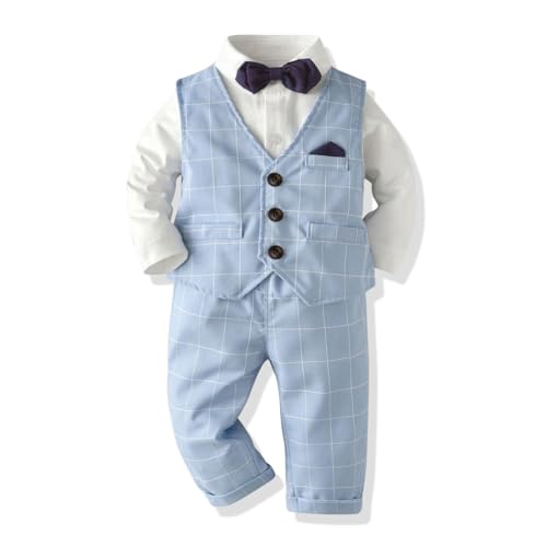 Image of Volunboy Toddler Suit Boys Formal Wedding Guest Dress Outfit | graduation dress clothes, gentleman ring bearer bowtie outfit, back-to-school pants set, birthday photoshoot dressy outfit