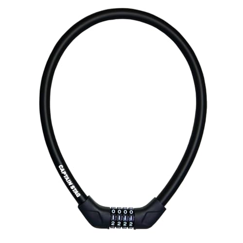 キャプテンスタッグ(CAPTAIN STAG) 自転車 鍵 ロック 太い4ダイヤルワイヤーロック ワイヤー長60cm/φ15mm/周長71cm 可変式ダイヤル ストレート ブラック Y-4295