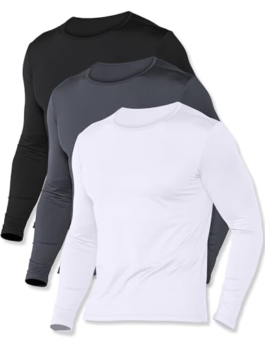 ZUTY 3 Pack Long Sleeve Thermal Shirts for Men Fleece Lined Soft Thermal Underwear Cold Weather Warm...