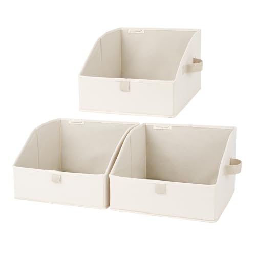 StorageWorks Closet Storage Bins Trapezoid, Beige, Small, 3-Pack