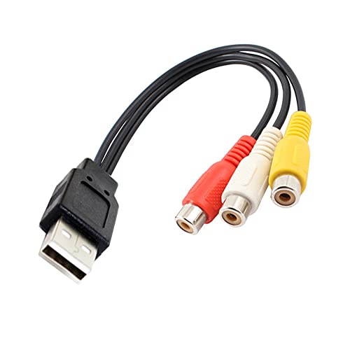 Aukson D43 USB 2.0 auf 3RCA Kabel – USB A auf 3 Cinch AV Adapter – Audio Video Kabel für Camcorder, DVD, TV, PC, Monitor – 30 cm