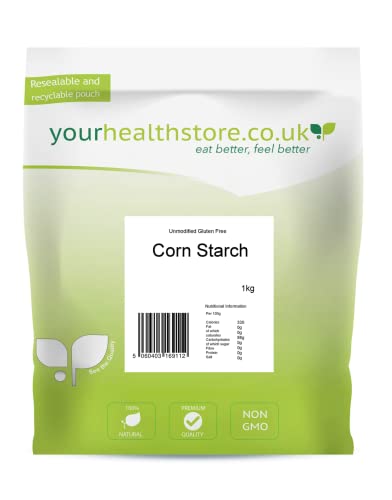 yourhealthstore Premium Unmodified Gluten Free Corn Starch, Non GMO, Vegan (Recyclable Pouch), Off white, 1000 g