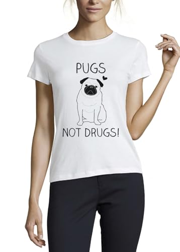 T-shirt femme coton imprimé carlin pour un look décontracté week-end