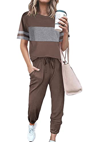 PRETTYGARDEN Women's Two Piece Sets 2025 Summer Spring Jogger Pants Travel Vacation Lounge Outfits Airplane Matching Clothes