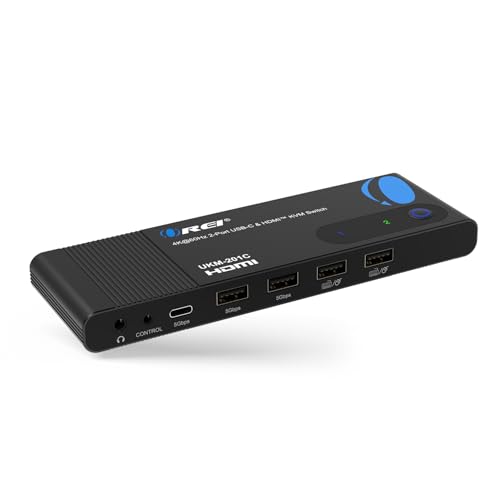 OREI 2x1 4K HDMI & USB-C KVM Switch, 4X Port USB-A, 1x USB-C Share Multiple Devices, Laptops, PC, on One Display Monitor, Keyboard Control, Peripheral Control, Analog Audio Out - Wired Remote Control by OREI - Used condition - US$40.86