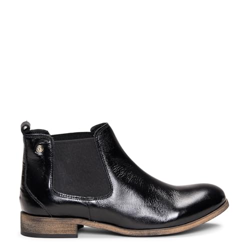 miMaO Botines bajos con elásticos laterales en piel NEGRO CHAROL,