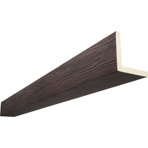 Timberthane Sandblasted Faux Wood Beam, 2-Sided (L-Beam), 4"W x 4"H x 96"L, Mahogany Finish