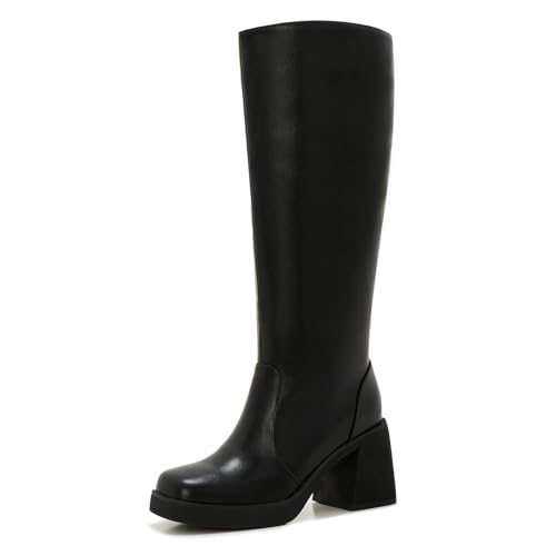 ZXHYZLZ Wide Calf Faux Leather Boot