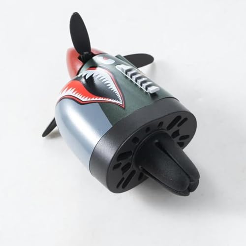 Image of P-40 Fighter Airplane Car Air Freshener with Spinning Propeller, Dashboard Ornament, Shark Tooth Design, Vent Clip Mount, Aviation Theme, Aircraft Dashboard Ornament for Auto Interior Decor Gift (A)