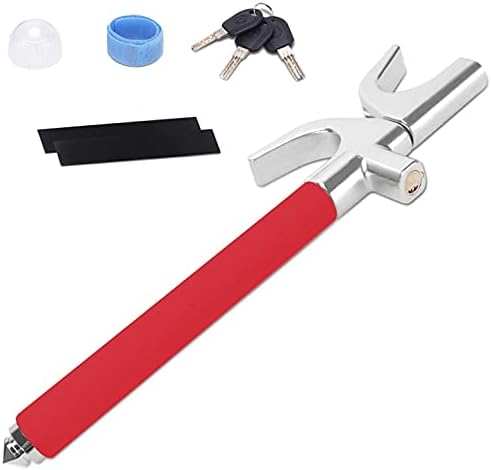 Turnart Steering Wheel Lock Universal Car Lock Anti-Theft Device Retractable Steering Lock with 3 Keys for Auto/Truck/SUV/Van (Red)