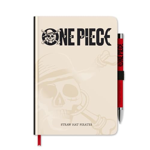Grupo Erik Taccuino A5 One Piece Manga e Penna - Quaderno Appunti a Righe con Penna Proiettore a Pile, Copertina Rigida | Diario Personale, One Piece Gadget (192 Pagine)