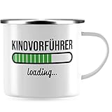 JUNIWORDS Emaille-Tasse, Kinovorführer loading, Silberner Tassenrand (6203019)