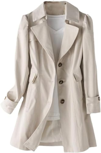Questo lungo trench da donna presenta un design a doppio petto, sottile ed elegante, 2 polsini con fibbia regolabili e cintura in vita rendono questo cappotto perfettamente adatto.
