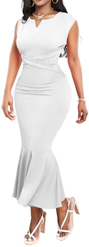 Image of SxClub Elegant Dress for Women Sexy 3 /4 Sleeve Business Knee Length Dresses Fishtail Zipper Belt