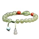 Bracelets，Beaded Bracelets Feng Shui Wealth Bracelet Crystal Jadeite 7A Hetian Soft Jade Dew Moss Green Gemstone Fifth Floor/Gourd Harmony Buckle Ancient Coins Charm Prosperity