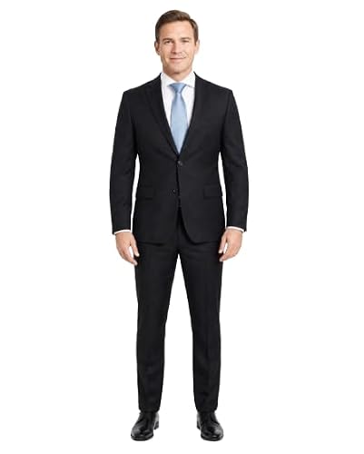 Arthur Black Mazara Classic Fit Two Button 100% Wool Wrinkle Resistant Suit Black