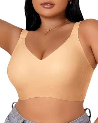 LIIJOO Women’s Plus Size Full Coverage Wireless Bras – Supportive Wide Strap Comfort Bra for Sagging Breasts
