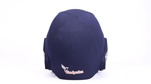 Image of Woodpecker Pro 2.0 Professional Grade Cricket Batting Helmet | Navy Blue | Steel Double Grille Face Guard | Cloth-Fabricated, Lightweight & Comfortable, Fabric Covered Helmet with Cloth (Size-S)