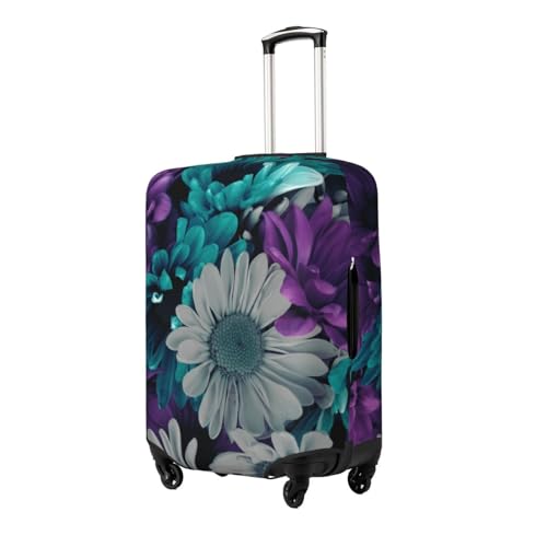 Purple And Teal Flowers Print Luggage Suitcase Covers Elastic Washable Luggage Protector Luggage Covers For Suitcase2