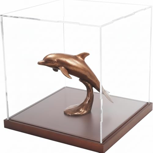 Image of RAPAL 8 x 8 x 8 inch Display Case with 4mm Wooden Base with LED Light for Collectibles SELF Assemble Clear Acrylic Display Box Alternative Glass Case for Display Action Figures Home Storage