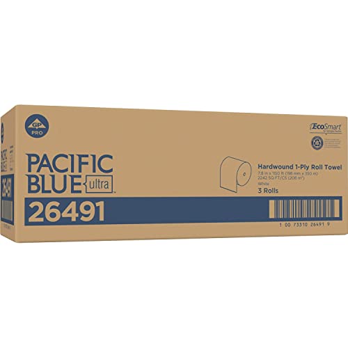 Georgia Pacific Professional 26491 Pacific Blue Ultra Paper Towels, White, 7.87 X 1150 Ft, 3 Roll/Ct