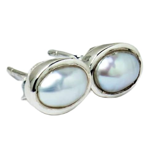 Boucle d'oreille perle naturelle de 9mm anti-allergie en argent massif 925