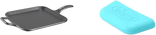 Miniatura 8 de Lodge BOLD Plancha cuadrada de hierro fundido sazonado de 12 pulgadas + soporte de mango de asistencia de silicona Lodge BOLD - Rojo vibrante