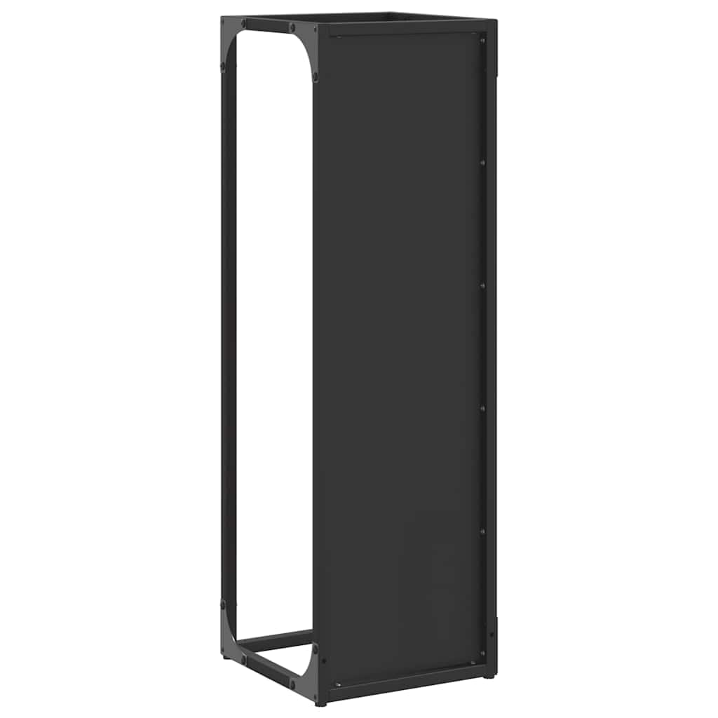 Homgoday Leñero Negro 25x25x80 cm Acero Laminado en frío Estante metálica para leña,Soporte de Almacenamiento para Interiores y Exterior