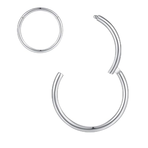 8mm Septum Ring Silver Nose Rings Hoop Nose Ring 20 Gauge Nose Hoop Helix Earrings Daith Earrings Tragus Earrings Septum Clicker Lip Rings 20g Cartilage Earring Nose Piercing Jewelry Surgical Steel