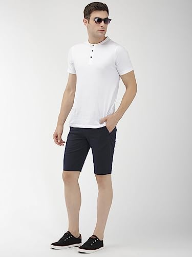 Image of The Indian Garage Co Men Slim Fit Solid Mid-Rise Woven Shorts