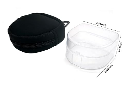 KOSTOO Retainer Case, Clear Slim Aligner Mouth Guard Case Dental Brace Box Neoprene Protective Bag with Carabiner for Brace and Aligner