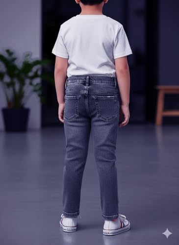 Image of A.T.U.N. (ALL THINGS UBER NICE) Boys Cotton Stretchable Straight Fit Denim Jeans | Soft Washed Mid Rise Comfort Jeans for Everyday Wear | Durable Stylish Casual Bottom Wear