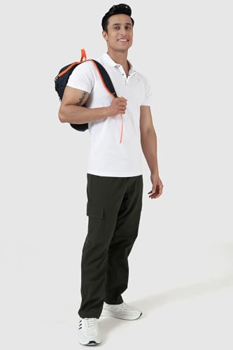 Image of FUAARK Men Slim Fit Pique Aura Polo Tshirt with Short Sleeves & Reflective Chest Logo -