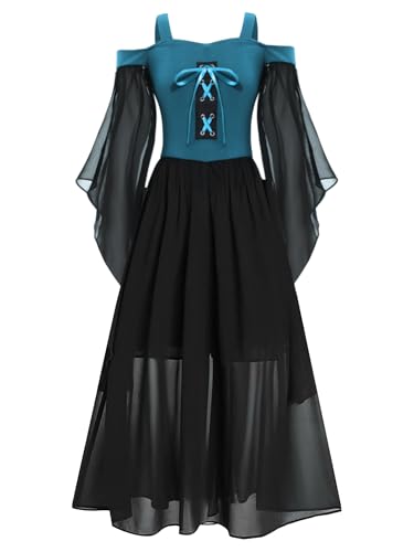 Robe médiévale fille bleu Halloween anniversaire Renaissance 13-14 ans