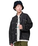 [クリフメイヤー] デニム ジャケット バンドカラー キッズ ジュニア 子供服 男女兼用 140 ブラック